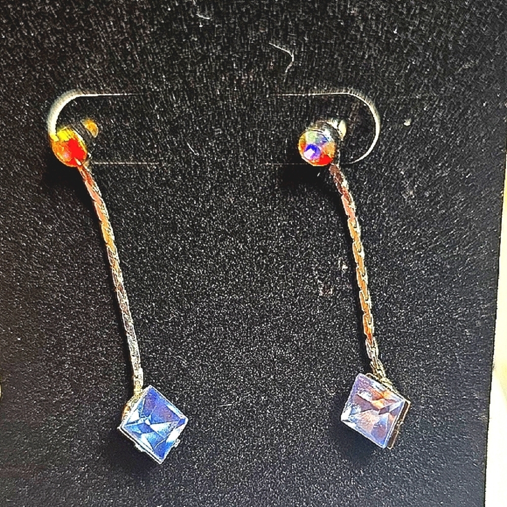 Elegant Silver and Blue Dangle Earrings